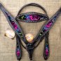 L-HILASON WESTERN LEATHER HEADSTALL BREAST COLLAR TROXEL HELMET BLANKET SPLATTER
