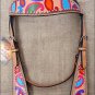 S520 NEW HILASON WESTERN LEATHER HORSE BRIDLE HEADSTALL HAND PAINT PAISLEY