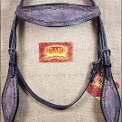 S321 HILASON WESTERN LEATHER HORSE BRIDLE HEADSTALL BARB WIRE ANTIQUE BLACK