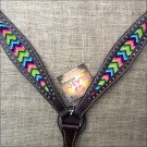 HILASON WESTERN LEATHER HORSE BREAST COLLAR BROWN W/ AZTEC INLAY