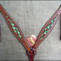 HILASON WESTERN LEATHER HORSE BREAST COLLAR MAHOGANY W/ LADY BIRD INLAY