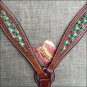 HILASON WESTERN LEATHER HORSE BREAST COLLAR MAHOGANY W/ LADY BIRD INLAY