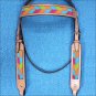 HILASON WESTERN LEATHER HORSE BRIDLE HEADSTALL TAN W/ CHEVRON INLAY