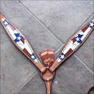 HILASON WESTERN LEATHER HORSE BREAST COLLAR TEXAS FLAG HAND PAINT