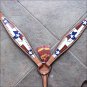 HILASON WESTERN LEATHER HORSE BREAST COLLAR TEXAS FLAG HAND PAINT