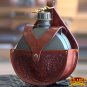 HILASON MAHOGANY TOP GRAIN LEATHER FLORAL CARVING 2 QUART CANTEEN HOLSTER BAG