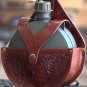 HILASON MAHOGANY TOP GRAIN LEATHER FLORAL CARVING 2 QUART CANTEEN HOLSTER BAG