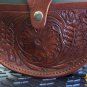 HILASON MAHOGANY TOP GRAIN LEATHER FLORAL CARVING 2 QUART CANTEEN HOLSTER BAG