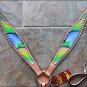 HILASON WESTERN LEATHER HORSE BREAST COLLAR PEACOCK HAND PAINT