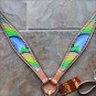 HILASON WESTERN LEATHER HORSE BREAST COLLAR PEACOCK HAND PAINT