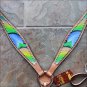HILASON WESTERN LEATHER HORSE BREAST COLLAR PEACOCK HAND PAINT