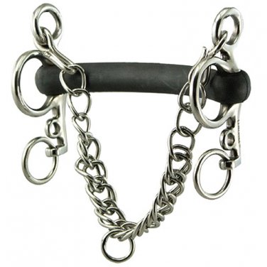 HILASON HARD RUBBER MOUTH PELHAM HORSE BIT STAINLESS STEEL