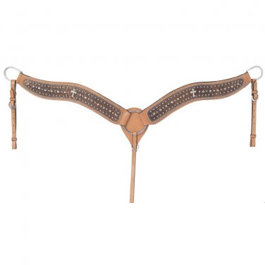 TOUGH 1 MIDNIGHT RUN CROSS CONCHO BREASTCOLLAR W/ BROWN OVERLAY