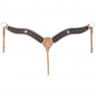 TOUGH 1 HIGH NOON SPUR ROWEL BREASTCOLLAR W/ BROWN HAIR OVERLAY