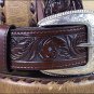 32x1 1/2" 3D DARK BROWN MENS WESTERN FASHION LEATHER BELT REMOVABLE BUCKLE
