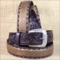 46x1 1/2" 3D DARK BROWN MENS WESTERN FASHION LEATHER BELT REMOVABLE BUCKLE