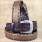 46x1 1/2" 3D DARK BROWN MENS WESTERN FASHION LEATHER BELT REMOVABLE BUCKLE