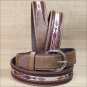 38" SILVER CREEK BROWN LEATHER LACED EDGE HORSE HAIR RIBBON MEN BELT
