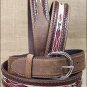 38" SILVER CREEK BROWN LEATHER LACED EDGE HORSE HAIR RIBBON MEN BELT