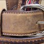 38" SILVER CREEK BROWN LEATHER LACED EDGE HORSE HAIR RIBBON MEN BELT
