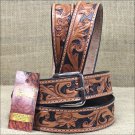 40" HILASON HEAVY DUTY HAND MADE BUFFALO HIDE LEATHER STICHED GUN HOLSTER BELT