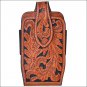 3D NATURAL HAND TOOLED LEATHER FLORAL ELASTIC SIDES LARGE SMARTPHONE HOLDER