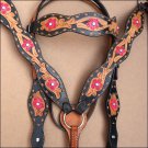 HILASON WESTERN LEATHER HORSE HEADSTALL BREAST COLLAR BLACK TAN