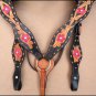 HILASON WESTERN LEATHER HORSE HEADSTALL BREAST COLLAR BLACK TAN