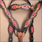 HILASON WESTERN LEATHER HORSE HEADSTALL BREAST COLLAR BLACK TAN