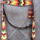 HILASON WESTERN LEATHER HORSE BRIDLE HEADSTALL AZTEC HAND PAINT