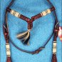 HILASON WESTERN LEATHER HORSE HEADSTALL BRIDLE RAWHIDE BRAIDED MAHOGANY