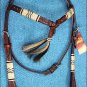 HILASON WESTERN LEATHER HORSE HEADSTALL BRIDLE RAWHIDE BRAIDED MAHOGANY