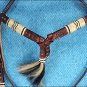 HILASON WESTERN LEATHER HORSE HEADSTALL BRIDLE RAWHIDE BRAIDED MAHOGANY