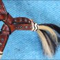 HILASON WESTERN LEATHER HORSE HEADSTALL BRIDLE RAWHIDE BRAIDED MAHOGANY