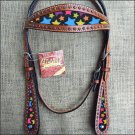 HILASON WESTERN LEATHER HORSE BRIDLE HEADSTALL MAHOGANY W/ STAR INLAY