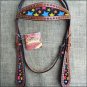 HILASON WESTERN LEATHER HORSE BRIDLE HEADSTALL MAHOGANY W/ STAR INLAY