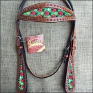 HILASON WESTERN LEATHER HORSE BRIDLE HEADSTALL MAHOGANY W/ LADY BIRD INLAY