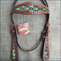 HILASON WESTERN LEATHER HORSE BRIDLE HEADSTALL MAHOGANY W/ LADY BIRD INLAY