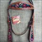 HILASON WESTERN LEATHER HORSE BRIDLE HEADSTALL MAHOGANY W/ PEACE SIGN INLAY