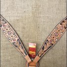 S415 HILASON WESTERN LEATHER HORSE BREAST COLLAR TAN BLACK HAIR ON INLAY
