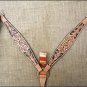 S415 HILASON WESTERN LEATHER HORSE BREAST COLLAR TAN BLACK HAIR ON INLAY