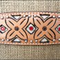 S415 HILASON WESTERN LEATHER HORSE BREAST COLLAR TAN BLACK HAIR ON INLAY
