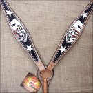 SS22 NEW HILASON WESTERN LEATHER HORSE BREAST COLLAR BLACK W/ HAND PAINT CARDS
