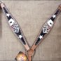 SS22 NEW HILASON WESTERN LEATHER HORSE BREAST COLLAR BLACK W/ HAND PAINT CARDS