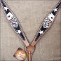 SS22 NEW HILASON WESTERN LEATHER HORSE BREAST COLLAR BLACK W/ HAND PAINT CARDS