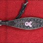 HILASON WESTERN LEATHER HEADSTALL BLACK PINK BREAST CANCER CONCHO