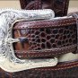 46 inch TONY LAMA MEN'S CHOCOLATE BROWN SOUTHERN CAIMAN LEATHER BELT