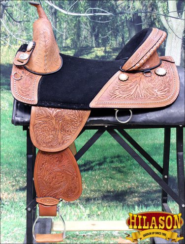 TW101M-F HILASON TREELESS WESTERN TRAIL BARREL RACING LEATHER HORSE SADDLE 14"