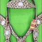 HILASON WESTERN LEATHER HORSE HEADSTALL BREAST COLLAR LEOPARD BLING AB CONCHO