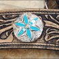 HILASON RUSTIC VINTAGE LEATHER HORSE HEADSTALL BREAST COLLAR TURQUOISE CONCHO